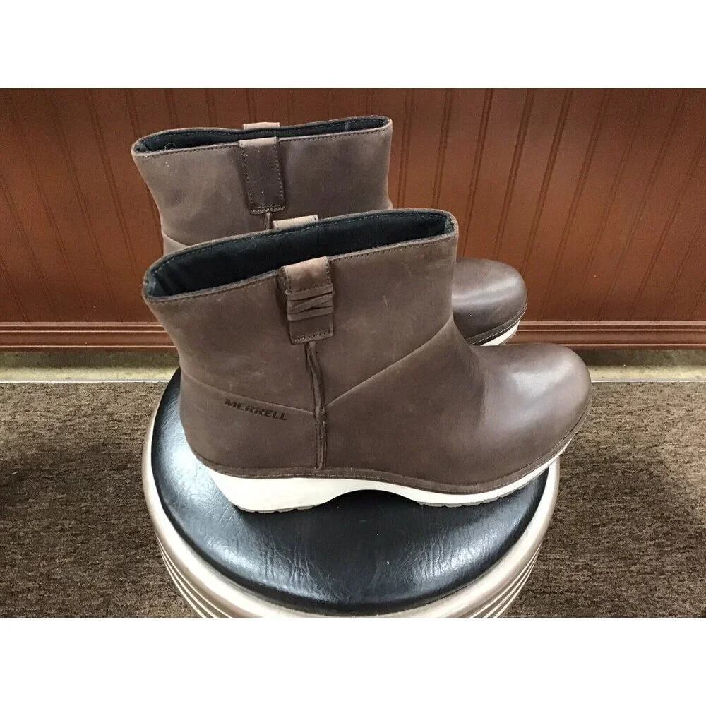 Woman’s Brown Merrell Halendi Bluff Pull-on Boots Size 10.5 - Picture 2 of 10